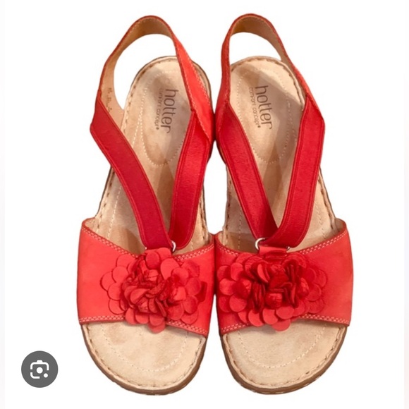 Hotter Molly Red Leather Sandals - Picture 1 of 8
